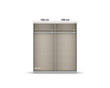 Schwebetürenschrank >Fifty< 2 Böden / 2 Kleiderstangen, in Eiche Artisan Dekor / Hochglanz weiß - 201x223x66cm (B/H/T)