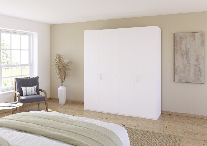 Drehtürenschrank >Fifty< 2 Böden / 2 Kleiderstangen, in alpinweiß - 201x223x60cm (BxHxT)