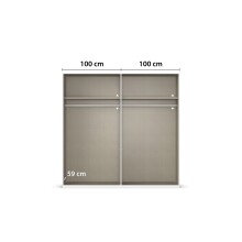 Drehtürenschrank >Fifty< 2 Böden / 2 Kleiderstangen, in alpinweiß / Spiegel - 201x223x61 (BxHxT)