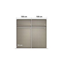 Drehtürenschrank >Fifty< 2 Böden / 2 Kleiderstangen, in alpinweiß / Spiegel - 201x223x61 (BxHxT)