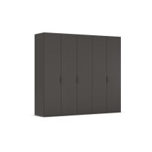Drehtürenschrank >Fifty< 3 Böden / 3 Kleiderstangen, in graphit - 251x223x60cm (BxHxT)