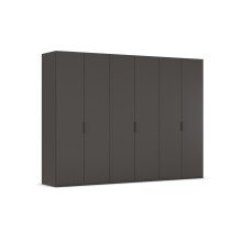 Drehtürenschrank >Fifty< 3 Böden / 3 Kleiderstangen, in graphit - 301x223x60cm (BxHxT)