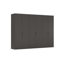 Drehtürenschrank >Fifty< 3 Böden / 3 Kleiderstangen, in graphit - 301x223x60cm (BxHxT)