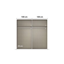 Drehtürenschrank >Fifty< 2 Böden / 2 Kleiderstangen, in graphit / Spiegel - 201x223x61 (BxHxT)