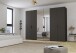 Drehtürenschrank >Fifty< 3 Böden / 3 Kleiderstangen, in graphit / Spiegel - 301x223x61 (BxHxT)