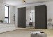 Drehtürenschrank >Fifty< 3 Böden / 3 Kleiderstangen, in graphit / Spiegel - 301x223x61 (BxHxT)