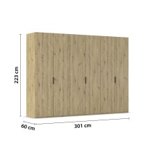 Drehtürenschrank >Fifty< 3 Böden / 3 Kleiderstangen, in Eiche Artisan Dekor - 301x223x60cm (BxHxT)
