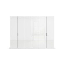 Drehtürenschrank >Fifty< 3 Böden / 3 Kleiderstangen, in weiß Hochglanz / alpinweiß - 301x223x60 (BxHxT)