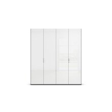 Drehtürenschrank >Fifty< 2 Böden / 2 Kleiderstangen, in weiß Hochglanz / graphit - 201x223x60 (BxHxT)