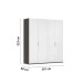 Drehtürenschrank >Fifty< 2 Böden / 2 Kleiderstangen, in weiß Hochglanz / graphit - 201x223x60 (BxHxT)