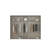 Drehtürenschrank >Fifty< 3 Böden / 3 Kleiderstangen, in weiß Hochglanz / graphit - 251x223x60 (BxHxT)