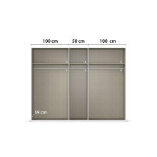 Drehtürenschrank >Fifty< 3 Böden / 3 Kleiderstangen, in weiß Hochglanz / graphit - 251x223x60 (BxHxT)