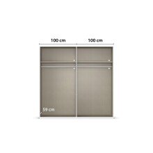 Drehtürenschrank >Fifty< 2 Böden / 2 Kleiderstangen, in weiß Hochglanz / Eiche Artisan Dekor - 201x223x60 (BxHxT)