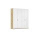 Drehtürenschrank >Fifty< 2 Böden / 2 Kleiderstangen, in weiß Hochglanz / Eiche Artisan Dekor - 201x223x60 (BxHxT)