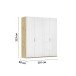 Drehtürenschrank >Fifty< 2 Böden / 2 Kleiderstangen, in weiß Hochglanz / Eiche Artisan Dekor - 201x223x60 (BxHxT)