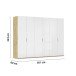 Drehtürenschrank >Fifty< 3 Böden / 3 Kleiderstangen, in weiß Hochglanz / Eiche Artisan Dekor - 301x223x60 (BxHxT)