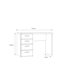 Schreibtisch >NET106< mit 4 Schubladen, in Eiche Antik Dekor - 110x76,5x60cm (BxHxT)