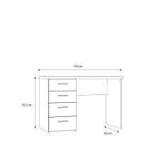 Schreibtisch >NET106< mit 4 Schubladen, in Eiche Antik Dekor - 110x76,5x60cm (BxHxT)