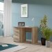 Schreibtisch >NET106< mit 4 Schubladen, in Eiche Antik Dekor - 110x76,5x60cm (BxHxT)