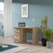 Schreibtisch >NET106< mit 4 Schubladen, in Eiche Antik Dekor - 110x76,5x60cm (BxHxT)
