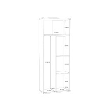 Mehrzweckschrank >NET106< mit Inneneinteilung, in Sandeiche Dekor / Weiss - 68,9x179,1x34,8cm (BxHxT)