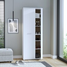 Schuhschrank >NET106< mit 5 Böden / 6 Fächern, in weiß - 68,9x179,1x34,8cm (BxHxT)