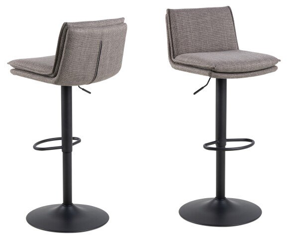 Barhocker >Flynn< (2er-Set) in graubraun, Polyester, Stahl - 44x107x53cm (BxHxT)