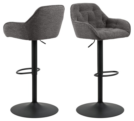 Barhocker >Brooke< (2er-Set) in anthrazit, Stoff, Stahl - 52x109x52cm (BxHxT)