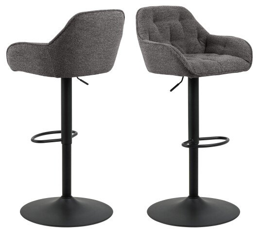 Barhocker >Brooke< (2er-Set) in anthrazit, Stoff, Stahl - 52x109x52cm (BxHxT)