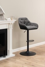 Barhocker >Brooke< (2er-Set) in anthrazit, Stoff, Stahl - 52x109x52cm (BxHxT)