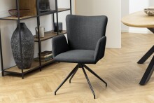 Armlehnstuhl >Laura< (2er-Set) in Grau, Polyester, Stahl - 57x86x61,5cm (BxHxT)