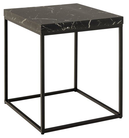 Beistelltisch >Barossa< in schwarz, MDF, Stahl - 40x45x40cm (BxHxT)