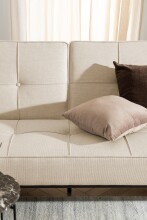 Schlafsofa >Perugia< in Beige, Polyester, Stahl - 198x87x95cm (BxHxT)