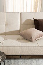 Schlafsofa >Perugia< in Beige, Polyester, Stahl - 198x87x95cm (BxHxT)