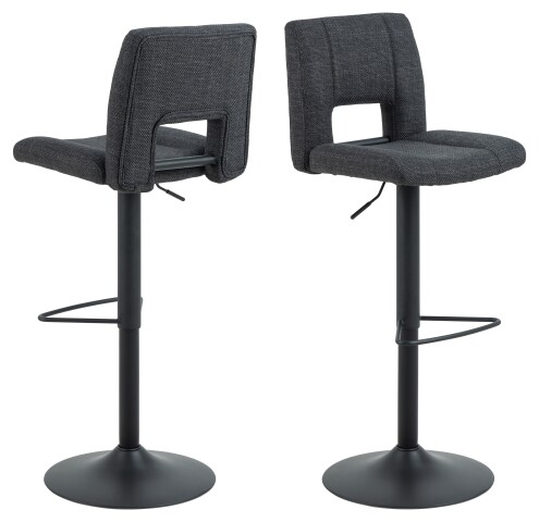Barhocker >Sylvia< (2er-Set) in Grau, Polyester, Stahl - 41,5x115x52cm (BxHxT)