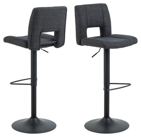 Barhocker >Sylvia< (2er-Set) in Grau, Polyester, Stahl - 41,5x115x52cm (BxHxT)