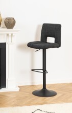 Barhocker >Sylvia< (2er-Set) in Grau, Polyester, Stahl - 41,5x115x52cm (BxHxT)