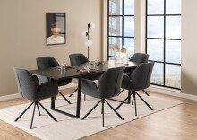 Armlehnstuhl >Aura< in anthrazit, Stoff, Stahl - 62x90x61cm (BxHxT)