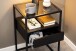 Nachttisch >Randolf< in Grau, Glas, MDF, Stahl - 40x60x35cm (BxHxT)