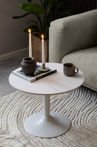 Couchtisch >Malta< in weiss, Keramik, Stahl - 45x60cm (HxD)