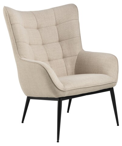 Loungesessel >Redding< in Beige, Polyester, Stahl - 76,5x99x91cm (BxHxT)