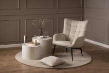 Loungesessel >Redding< in Beige, Polyester, Stahl - 76,5x99x91cm (BxHxT)