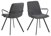 Armlehnstuhl >Selina< (2er-Set) in Grau, Stoff - 55,5x85x50,5cm (BxHxT)