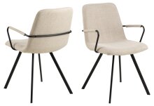 Armlehnstuhl >Selina< (2er-Set) in Beige, Stoff - 55,5x85x50,5cm (BxHxT)
