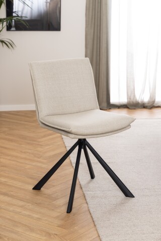 Esszimmerstuhl >Flynn< Sternfuß schwarz mit drehfunktion, in Beige, Stoff - 47x85x59cm (BxHxT)