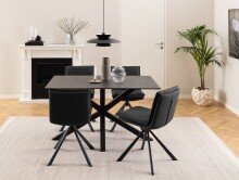 Esszimmerstuhl >Flynn< Sternfuß schwarz, Drehfunktion, in Grau, Stoff - 47x85x59cm (BxHxT)