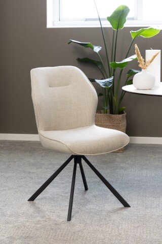 Esszimmerstuhl >Aura< (2er-Set) mit Drehfunktion, in Beige, Stoff - 51x88,5x61,5cm (BxHxT)
