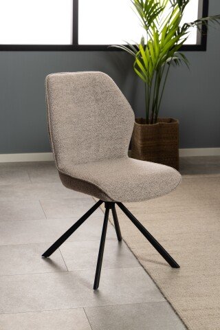 Esszimmerstuhl >Aura< (2er-Set) mit Drehfunktion, in Beige, Stoff - 51x88,5x61,5cm (BxHxT)