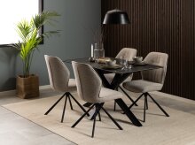 Esszimmerstuhl >Aura< (2er-Set) mit Drehfunktion, in Beige, Stoff - 51x88,5x61,5cm (BxHxT)
