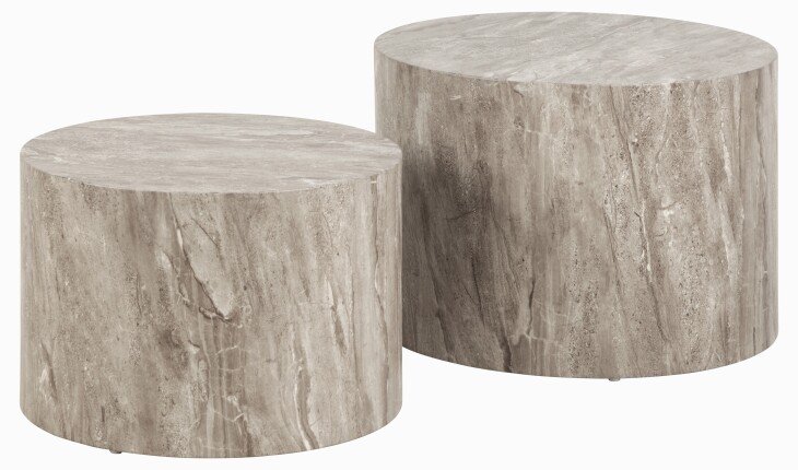Couchtisch >Dice< (2er-Set) in Struktur Marmor-Grau, MDF-Dekor - 58x40x58cm (BxHxT)
